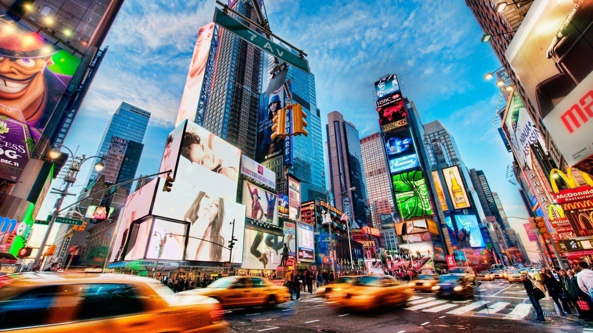 1920x1080 Cityscapes traffic New York City taxi wallpaperx1080