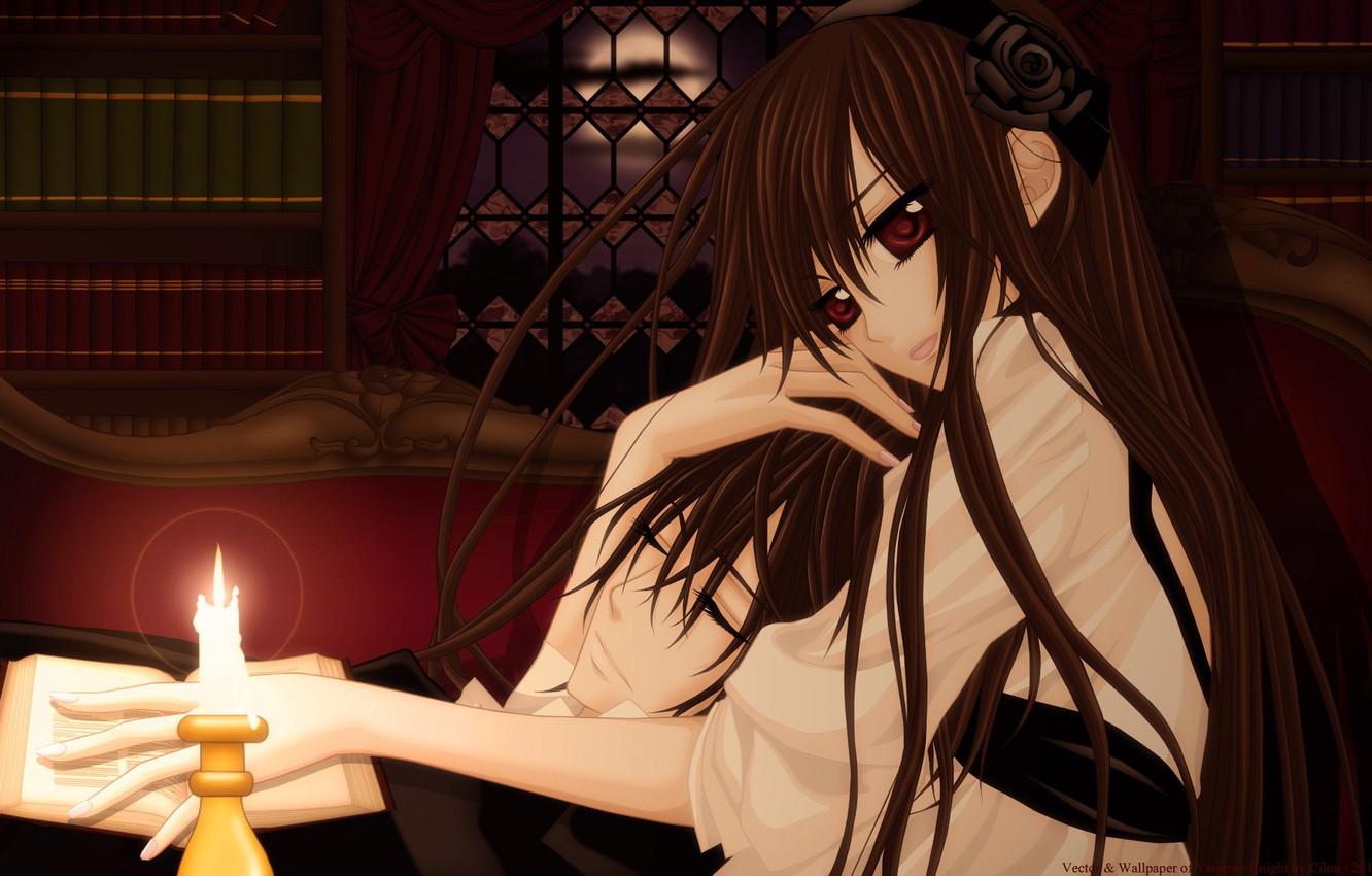 1332x850 Wallpaper look, girl, love, romance, candle, hugs, guy, relationship, Vampire Knight, lie image for desktop, section сёдзё