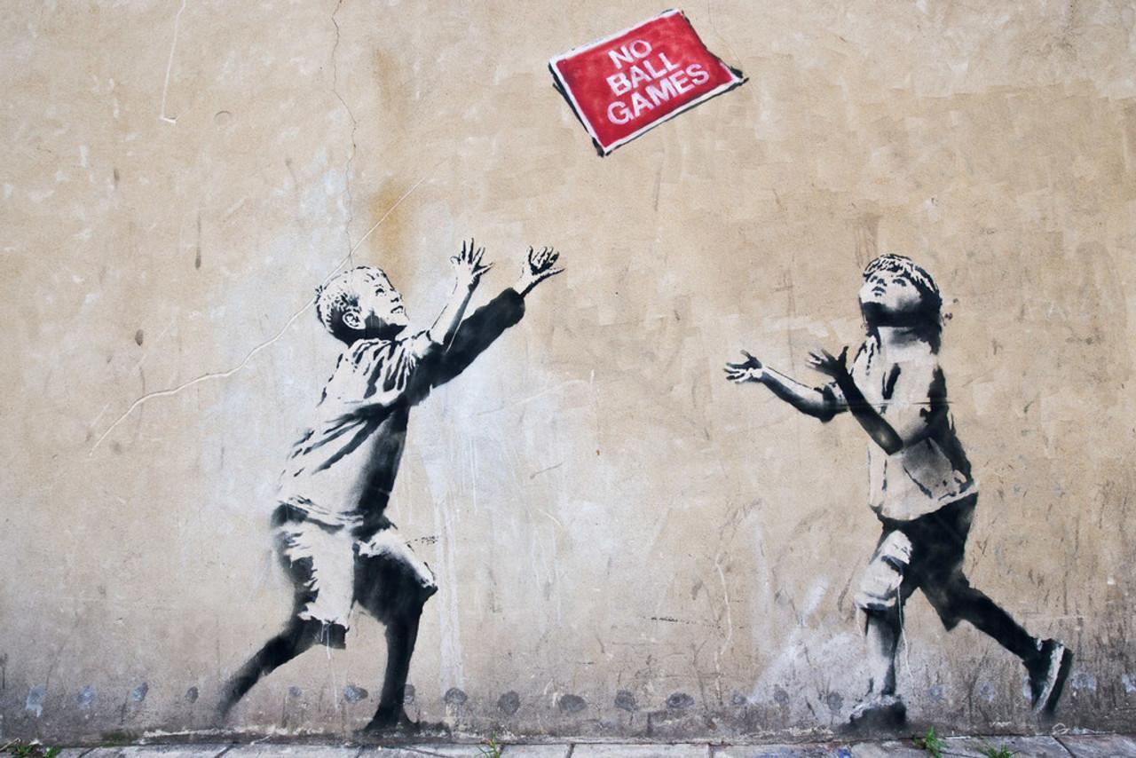 1280x854 Banksy No Ball Games Street Art Banksy Canvas Print Bansky Modern Art Grafitti Canvas Wall Art