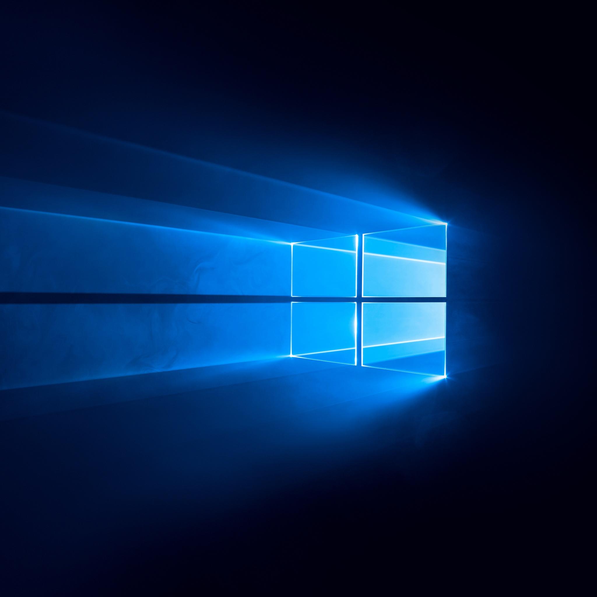 2048x2048 Windows 10 Wallpaper 4K, Dark, Blue background, 5K, 8K