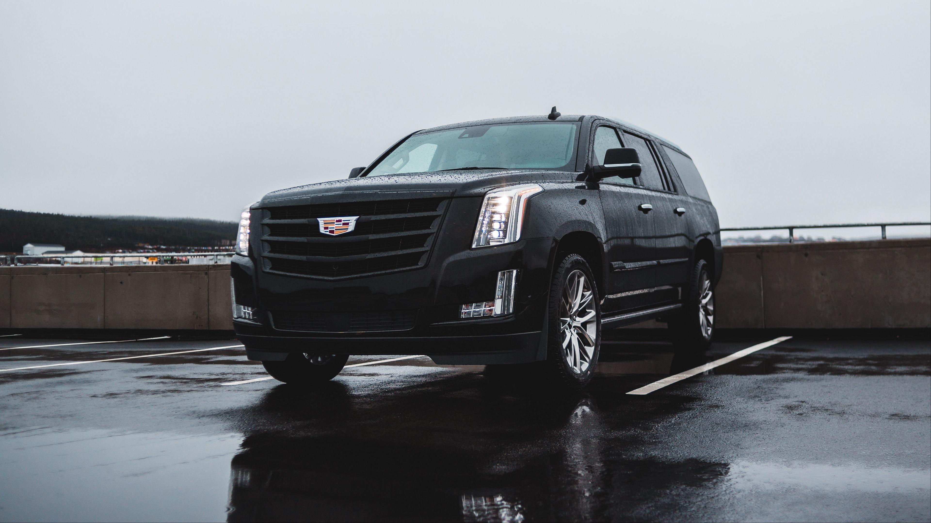 3840x2160 Wallpaper / cadillac escalade, cadillac, car, suv, black, wet, 4k free download