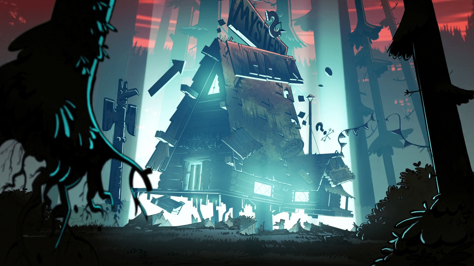 1920x1080 Wallpaper / Gravity Falls, animation, cartoon, cabin, cyan free download