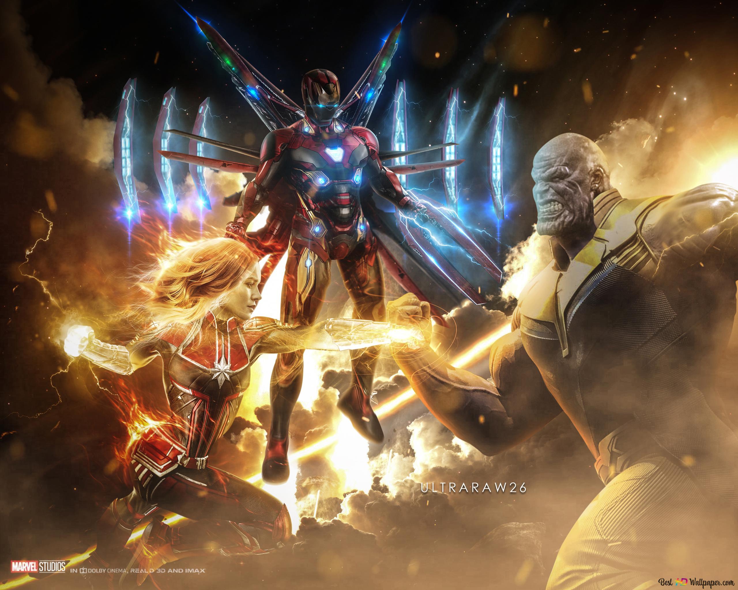 2560x2048 Endgame vs Iron man and Captain marvel 4K wallpaper download