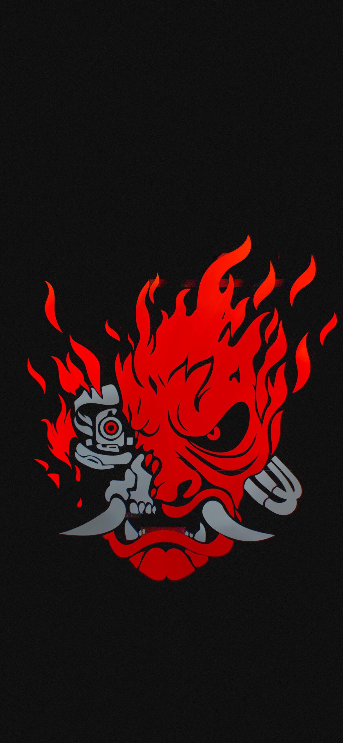 1183x2560 Cyberpunk 2077 Samurai Logo Black Wallpaper
