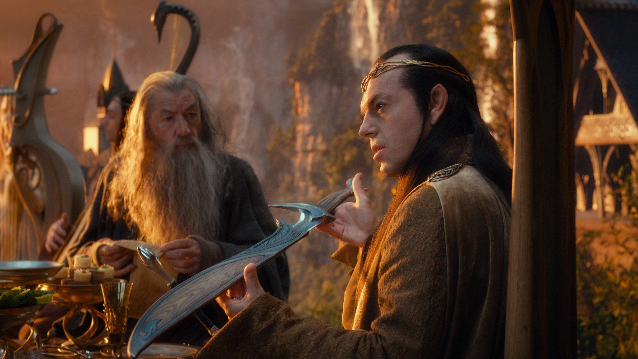 2048x1152 movies, Gandalf, The, Hobbit, Hugo, Weaving, Ian, Mckellen, Swords, Elrond, Rivendell Wallpaper HD / Desktop and Mobile Background