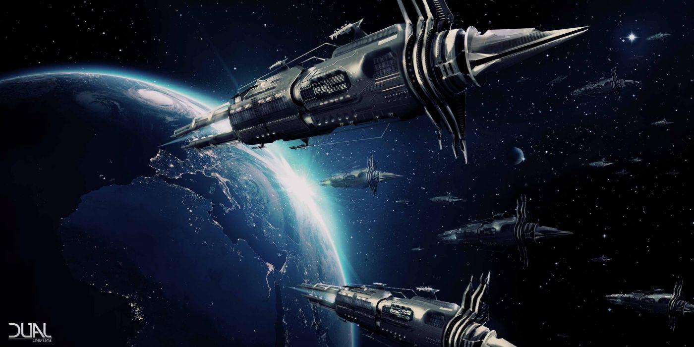 1400x700 DUAL UNIVERSE Sci Fi Mmo Online Futuristic Artwork 1dualu Sandbox Rpg Spaceship Adventure Poster Space Wallpaperx1772