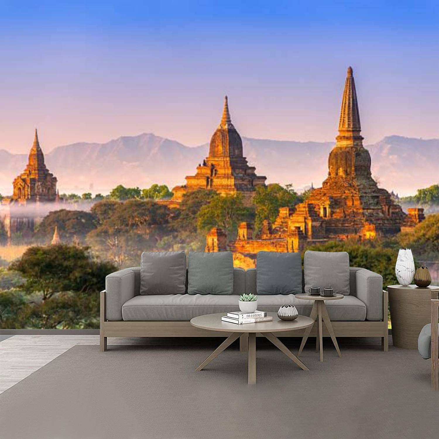 1500x1500 JWHFZMANPYK PVC Wallpaper Self Adhesive Bagan Myanmar Peel and Stick Wallpaper Removable Large Wall Mural Wall Sticker Home Decor for Bedroom Living Room : Tools & Home Improvement