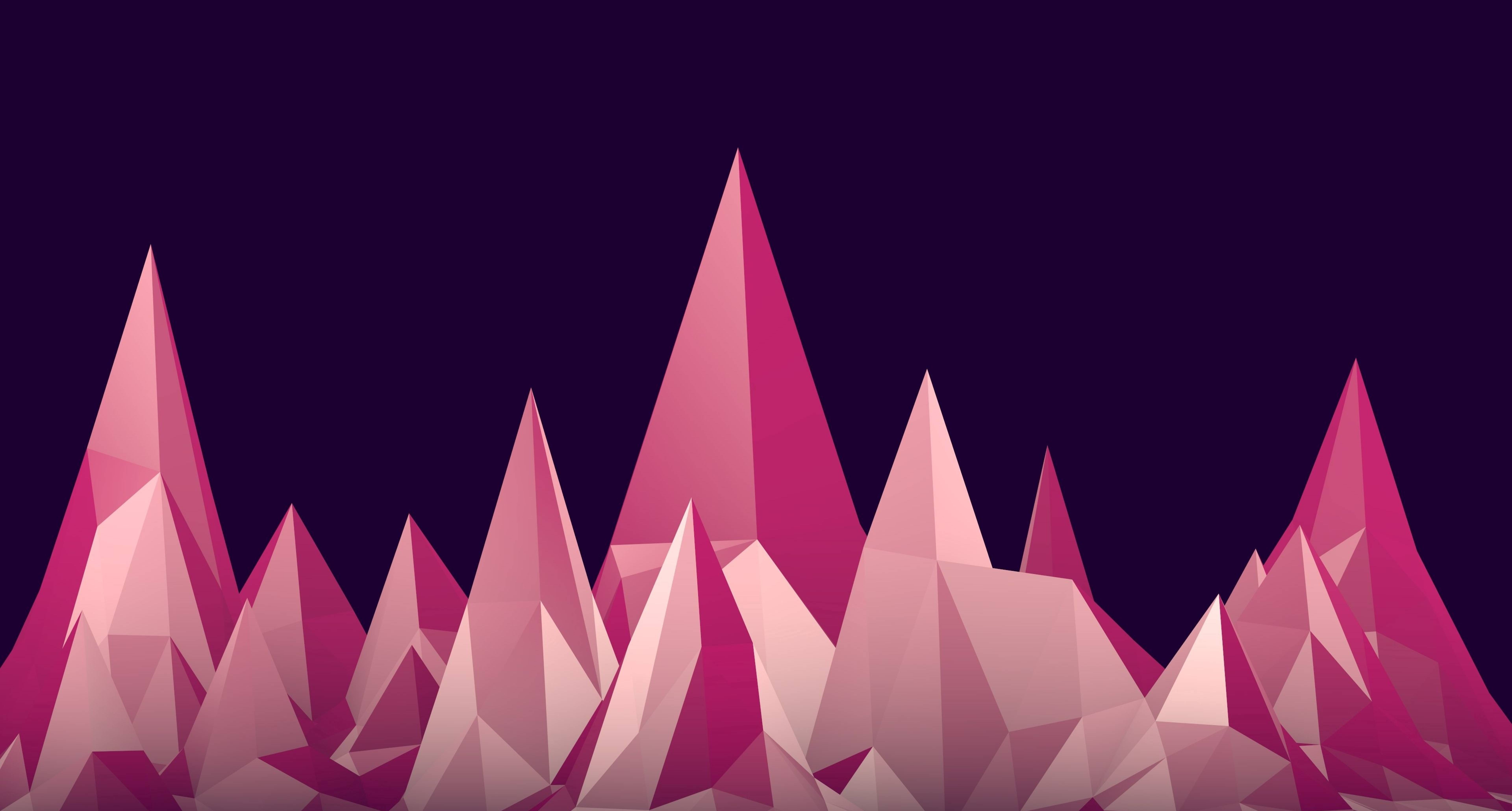 7680x4120 Low Poly 4K Pink Mountains 7680x4120 Resolution Wallpaper, HD Abstract 4K Wallpaper, Image, Photo and Background