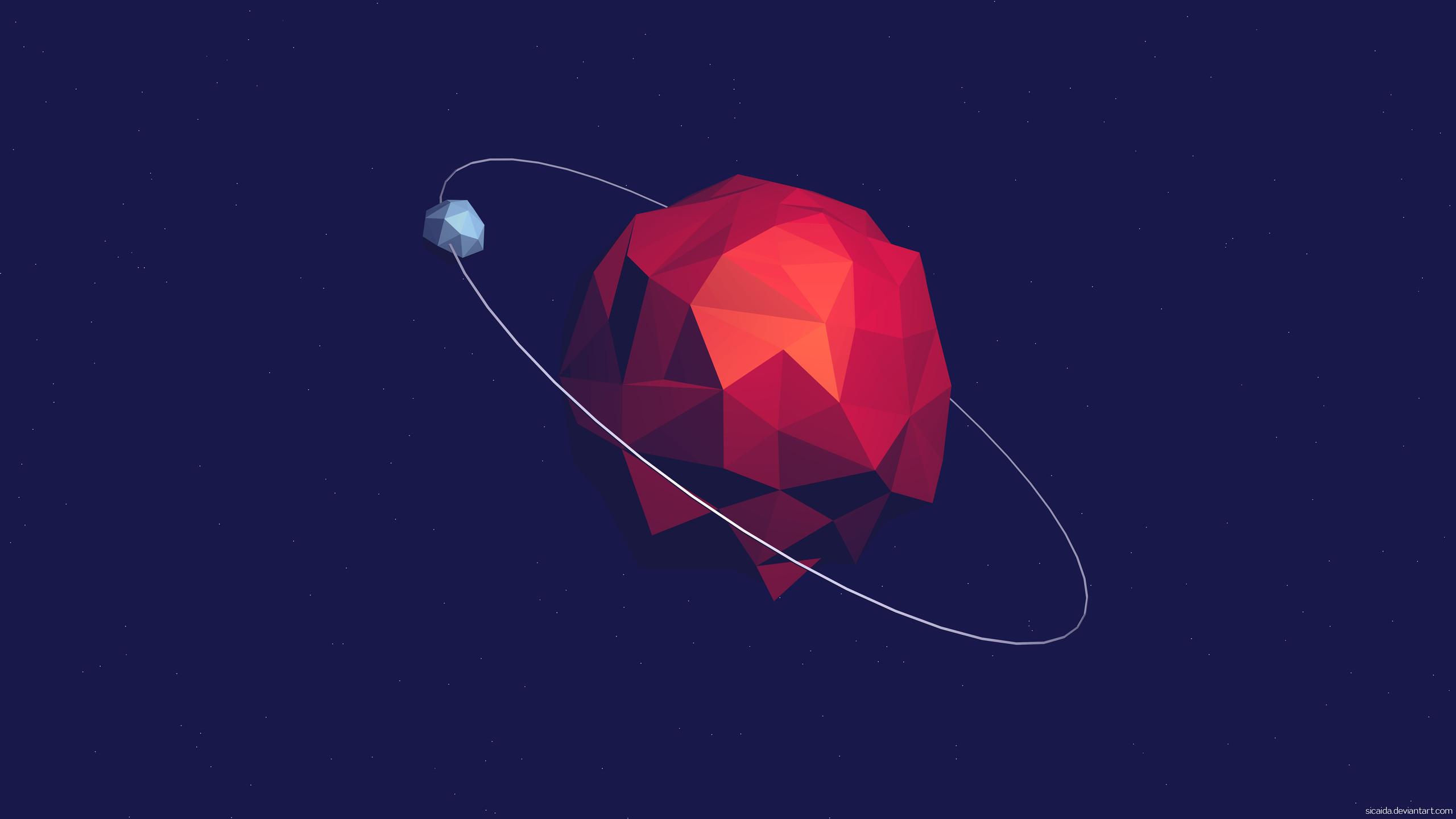 2560x1440 Low Poly Planet 1440P Resolution HD 4k Wallpaper, Image, Background, Photo and Picture
