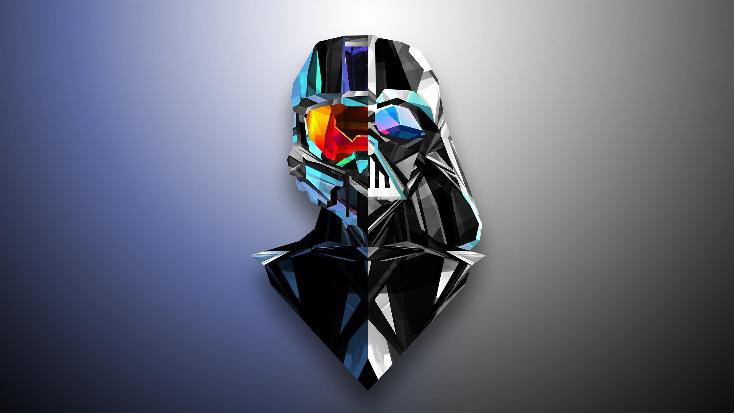2560x1440 abstract, Darth Vader, Master Chief, Low Poly, Justin Maller, Halo Wallpaper HD / Desktop and Mobile Background