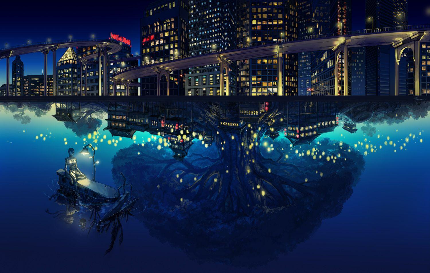 Cool Anime City Night View Wallpaper HD Artist 4K Wallpapers Images and  Background  Wallpapers Den