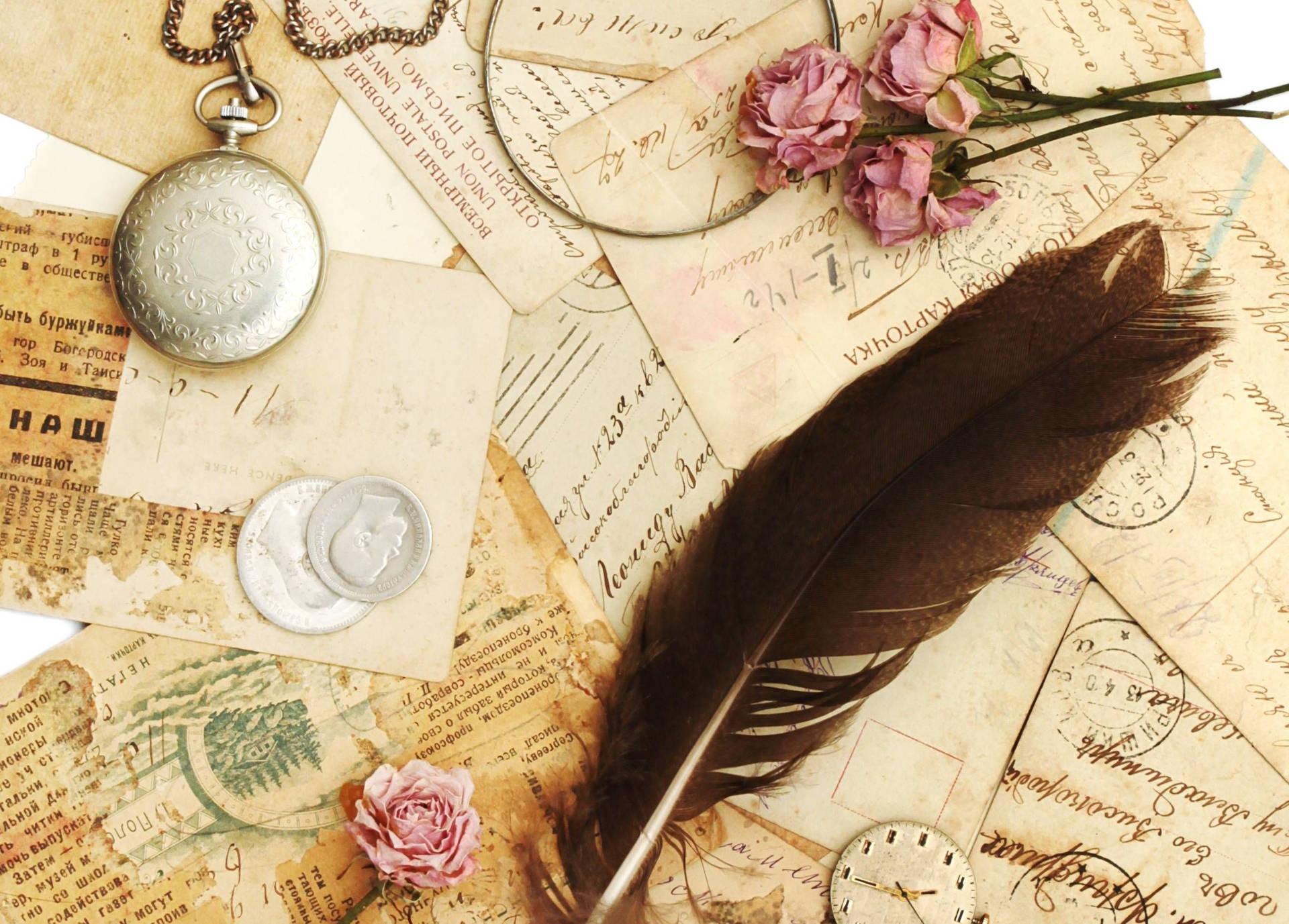 1920x1377 Download Letters And Trinkets Vintage Aesthetic Laptop Wallpaper