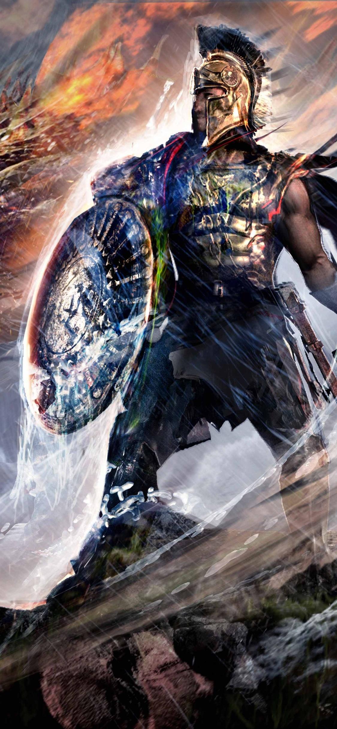 1125x2436 Spartan With Double Dragons iPhone XS, iPhone iPhone X HD 4k Wallpaper, Image, Background, Photo and Picture