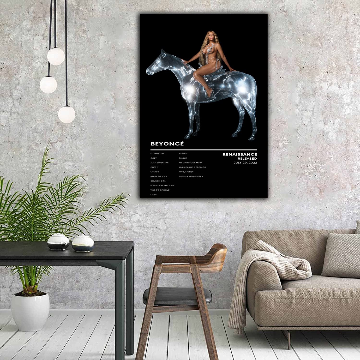 1500x1500 Beyonce Renaissance Album Poster Music Canvas Wall Art Pattern Print Artwork Decor Gift Living Room Bedroom Decor Painting (Framed, 16x24inch): Posters & Prints