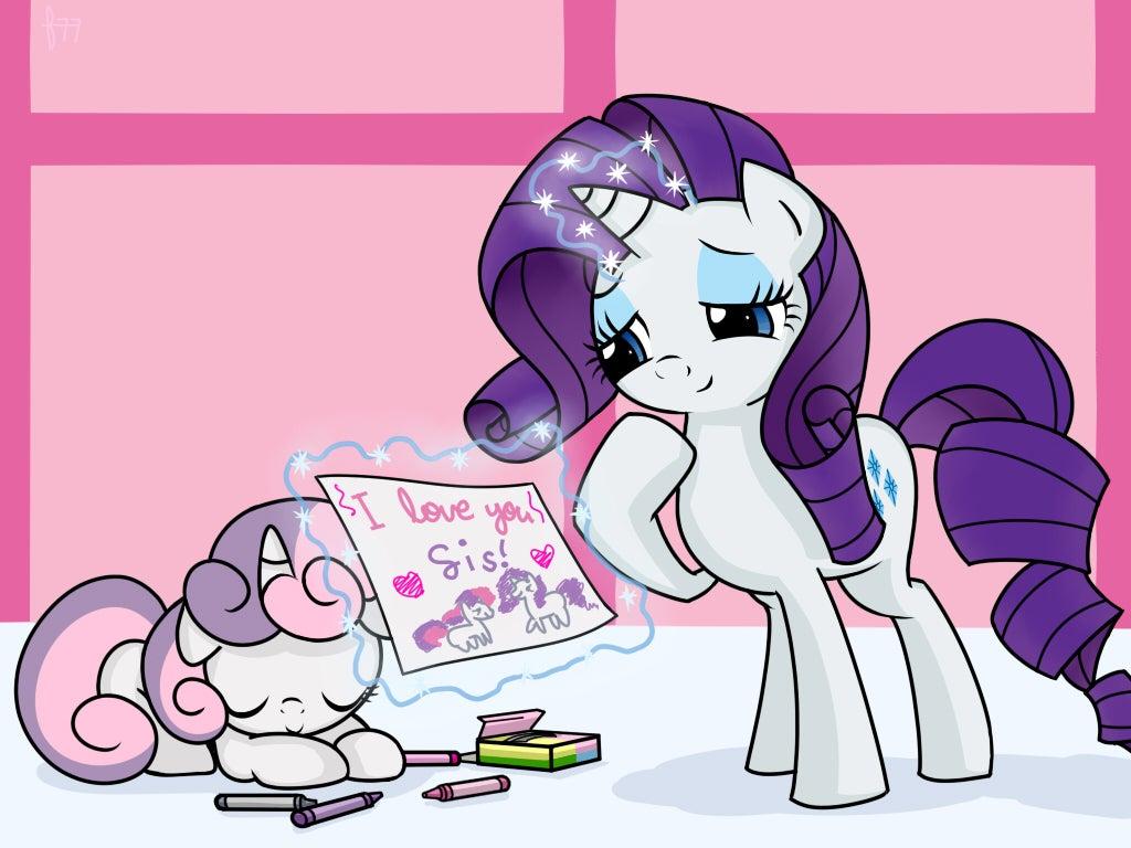 1024x768 Sweetie Belle and Rarity