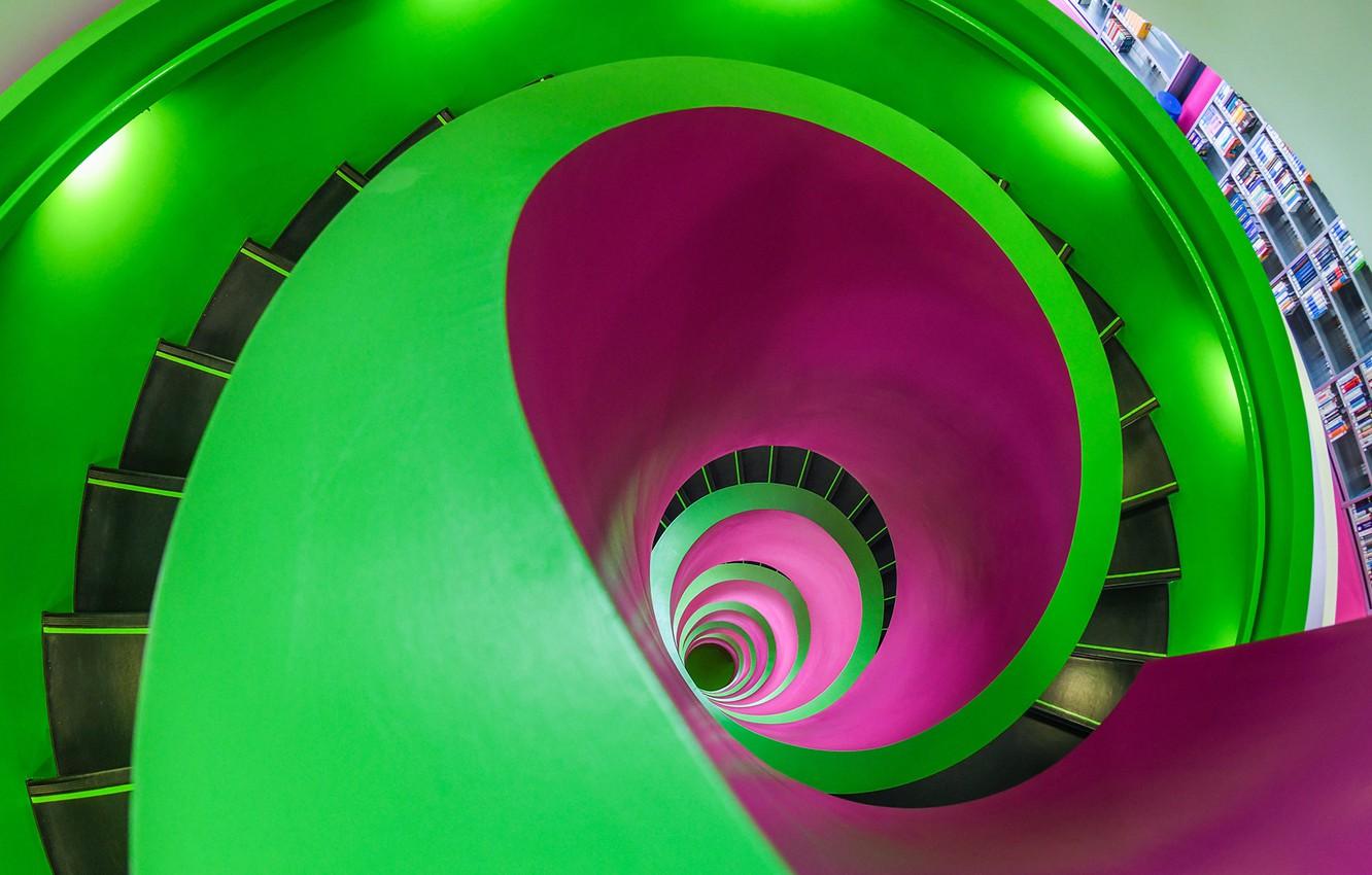 1332x850 Wallpaper Germany, Brandenburg, Spiral Staircase, University Library, Of Technology Cottbus Senftenberg Image For Desktop, Section интерьер