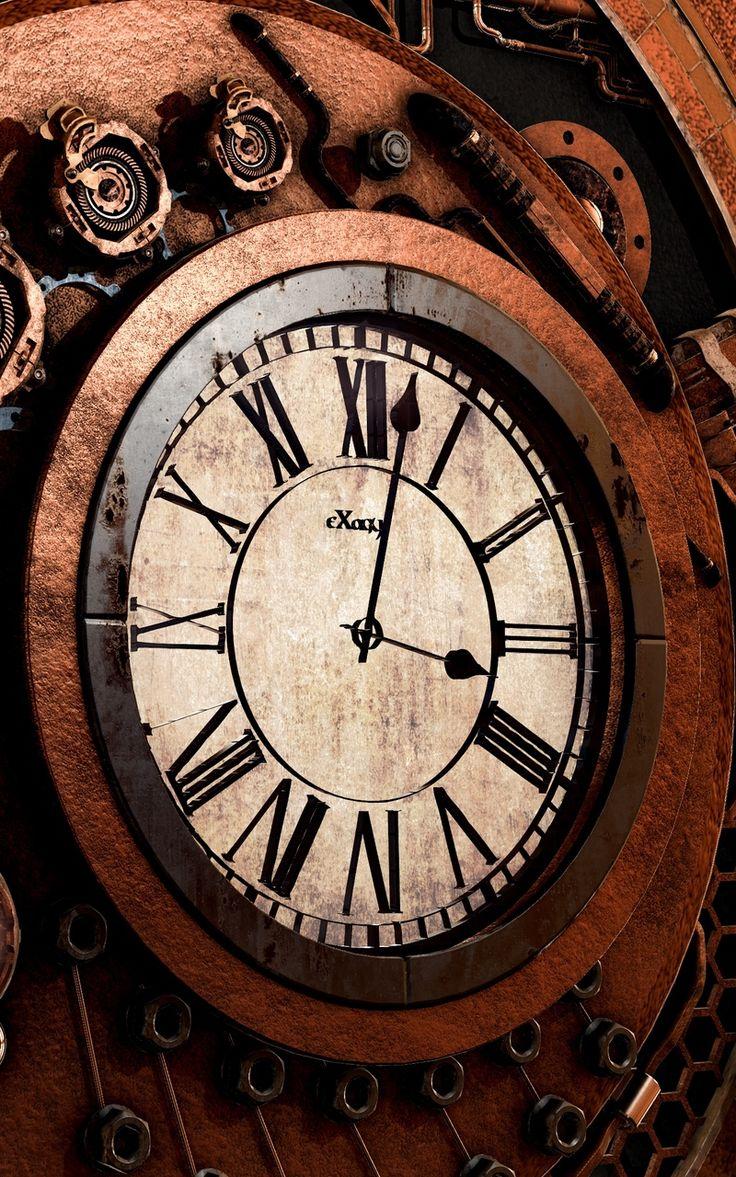 736x1177 Wallpaper arrows clock steampunk time