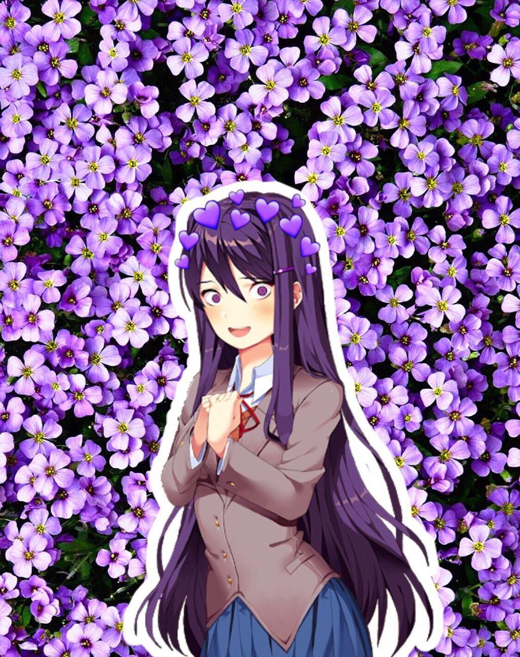 1024x1293 freetoedit yuri ddlc wallpaper purple aesthetic dokidok