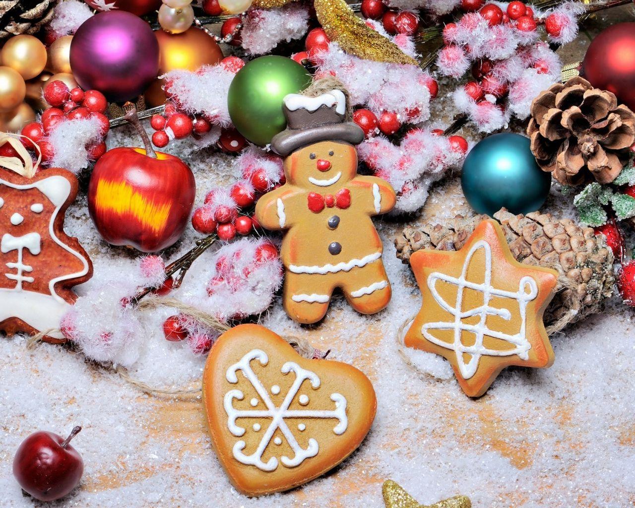 1280x1024 Download 1280x1024 Wallpaper Gingerbread, Christmas Cookie, Cakes