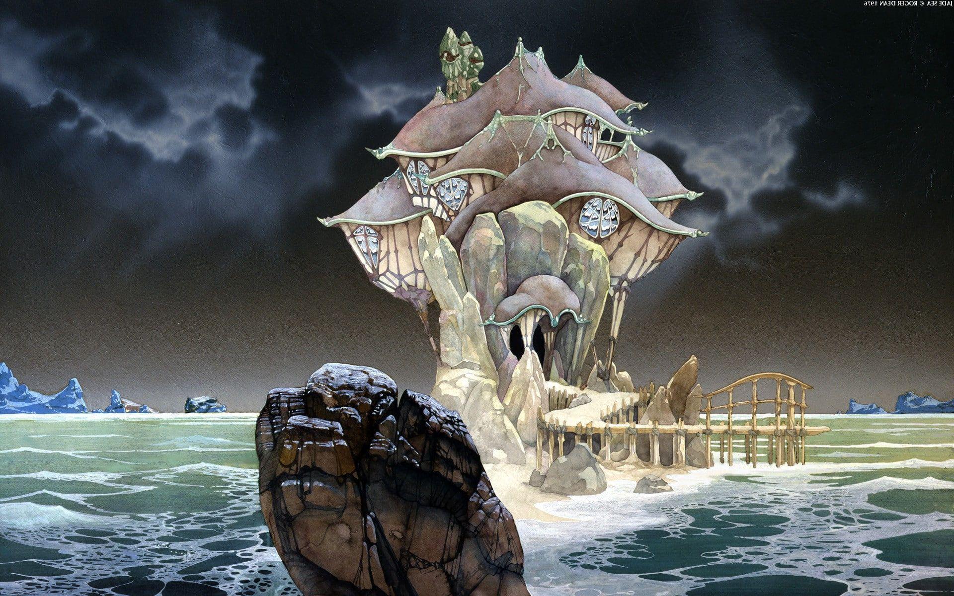 1920x1200 fantasy Art #rock Roger Dean #sea P #wallpaper #hdwallpaper #desktop. Sci fi art, 70s sci fi art, Roger dean