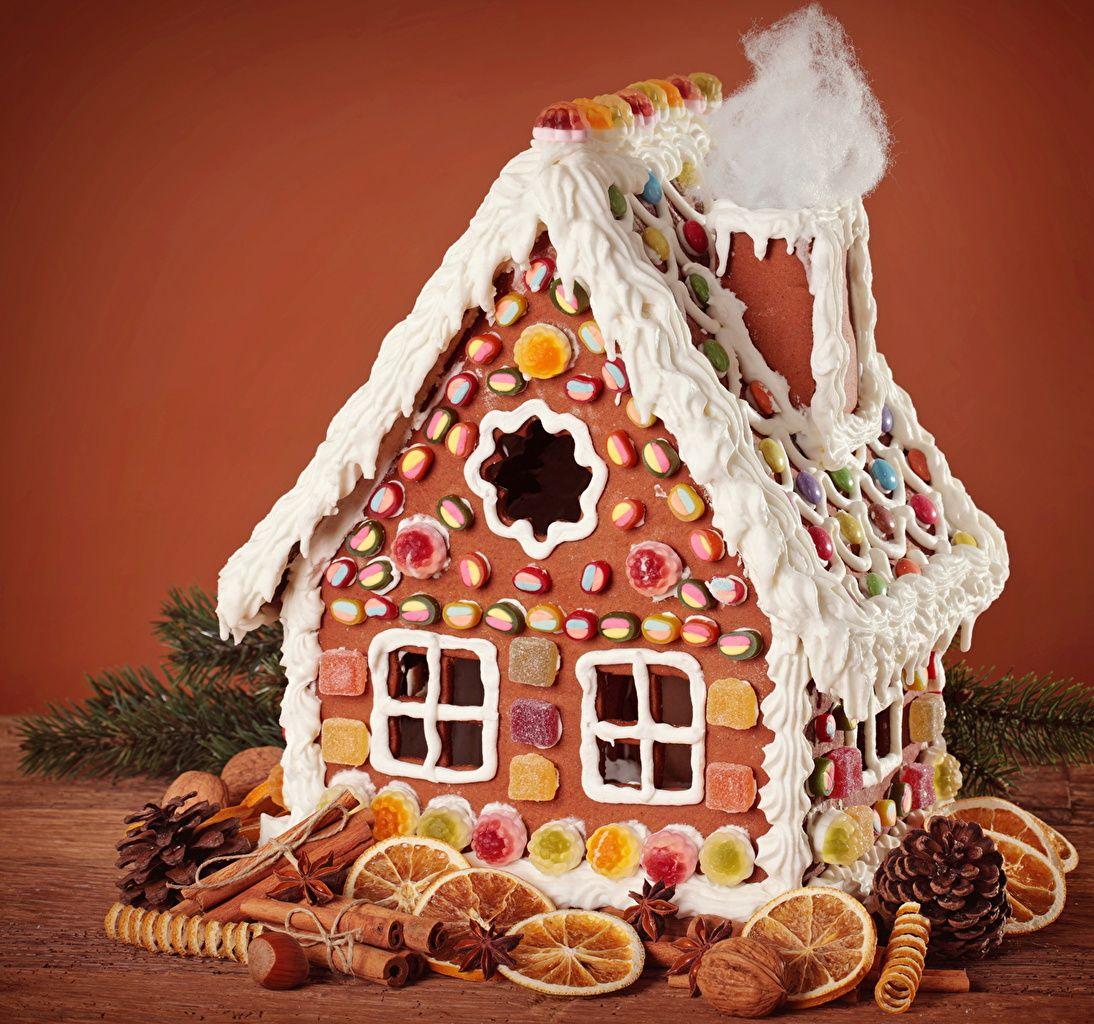1094x1024 image Gingerbread house Christmas Cinnamon Food Conifer cone Baking