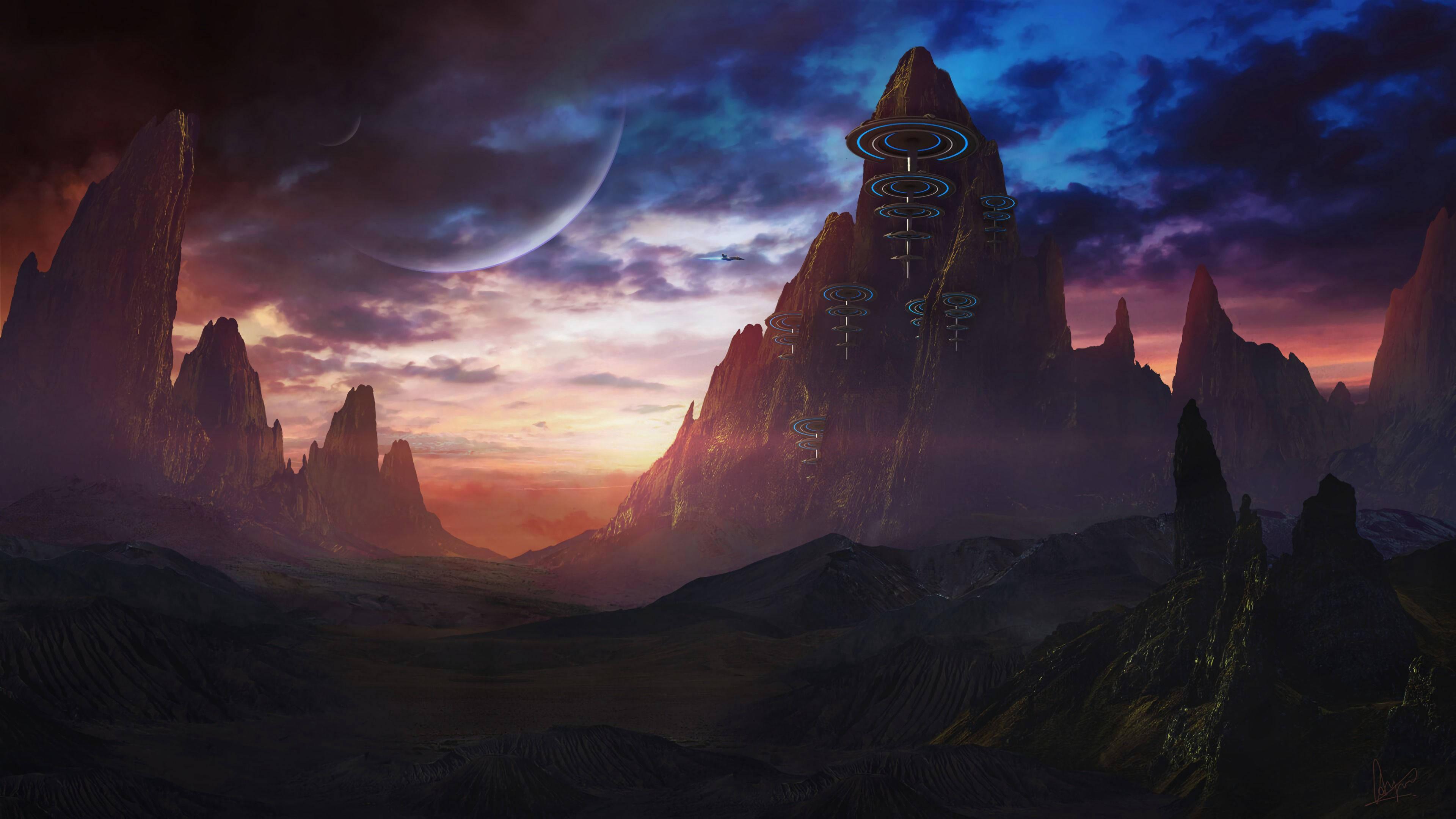 3840x2160 Download Fantasy Mountain Landscape Desktop Wallpaper