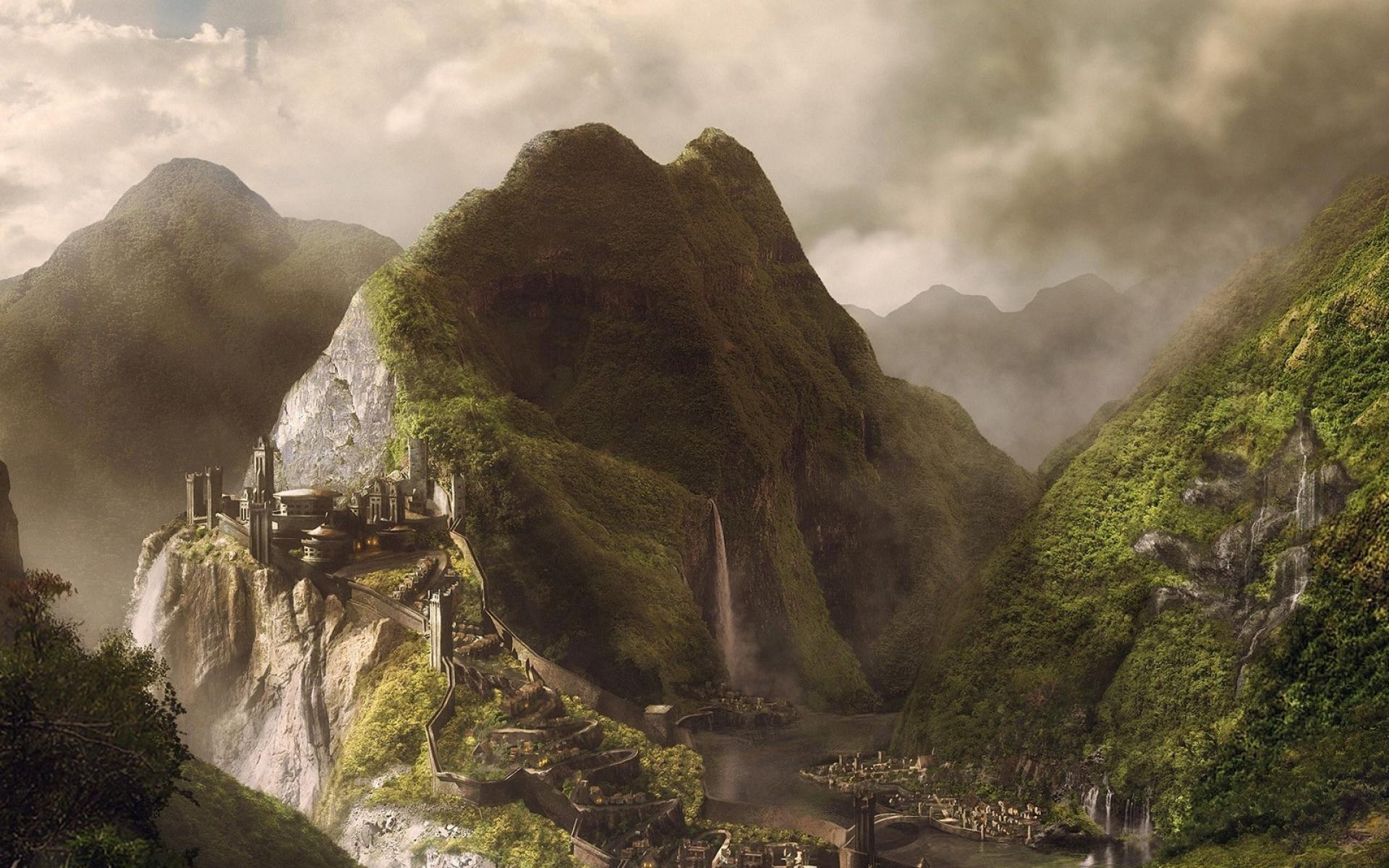 1920x1200 Mountains Water Fantasy World wallpaper. Mountains Water Fantasy World