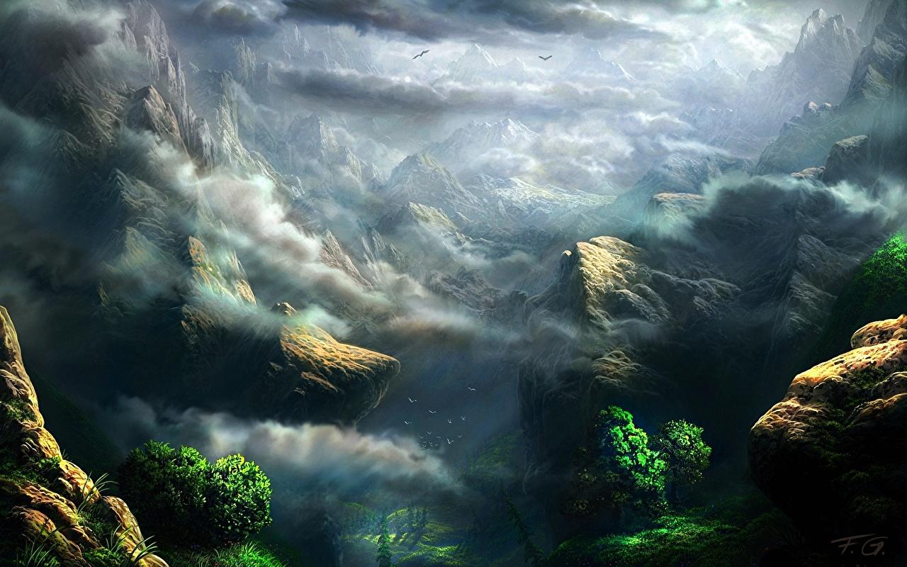 1280x800 Wallpaper Fantasy Mountains Fantastic world