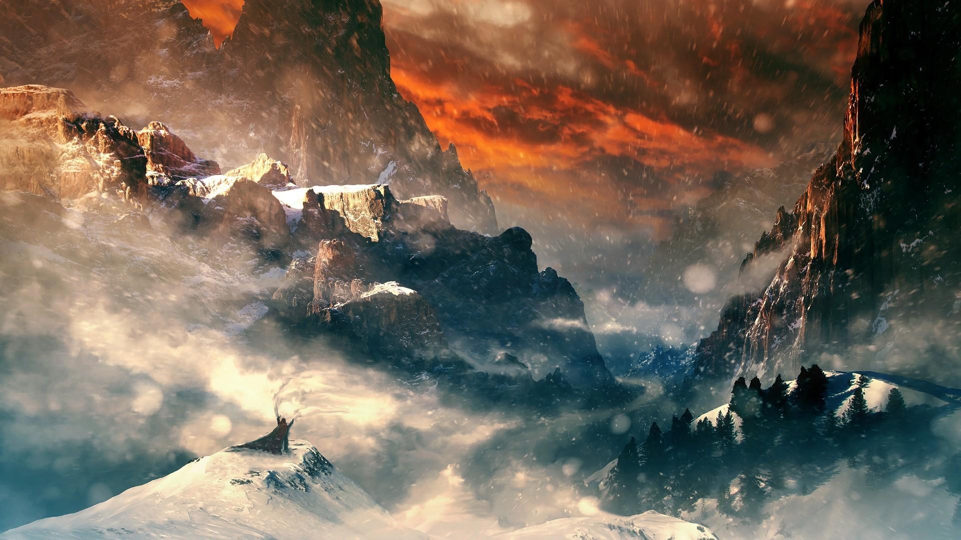 1920x1080 mountains, fantasy art, landscape Gallery HD Wallpaper