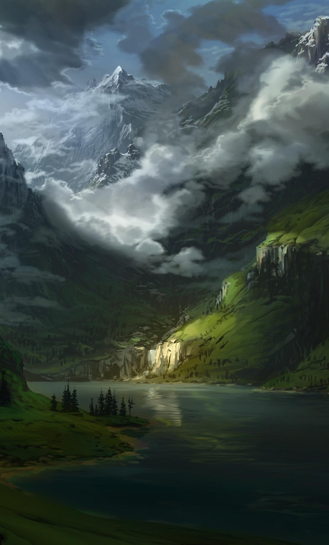 1280x2120 Download wallpaper 1280x2120 fantasy. nature, river, mountains, iphone 6 plus, 1280x2120 HD background, 26801