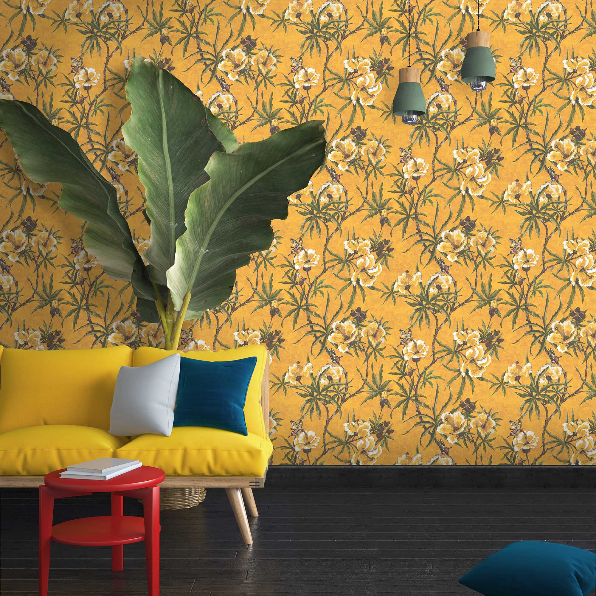 2000x2000 Zen Imperial Yellow Wallpaper Yellow Green Bright Floral & Botanical Chinoiserie & Oriental Bold Modern Wallpaper By Woodchip & Magnolia