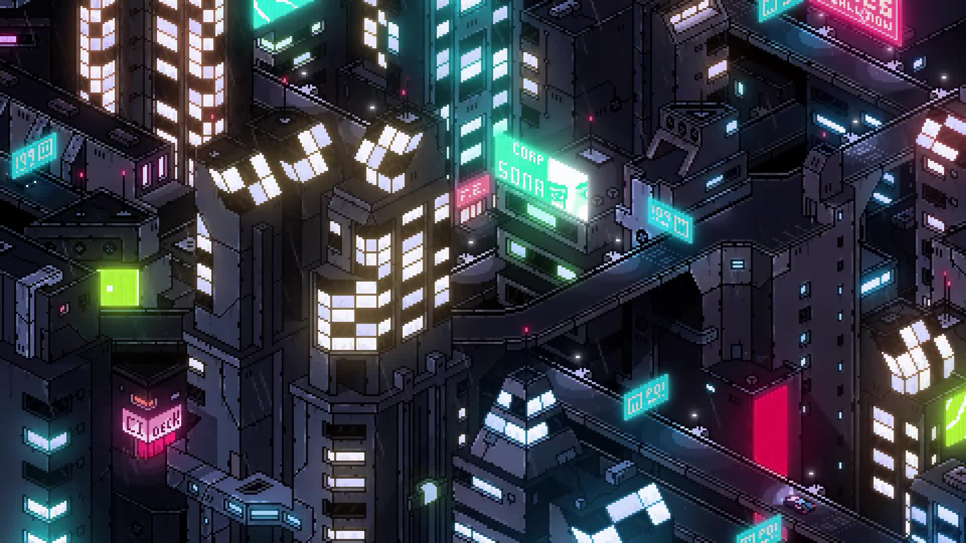 1920x1080 Pixel Cyberpunk Night City 4K Background Desktop Wallpaper
