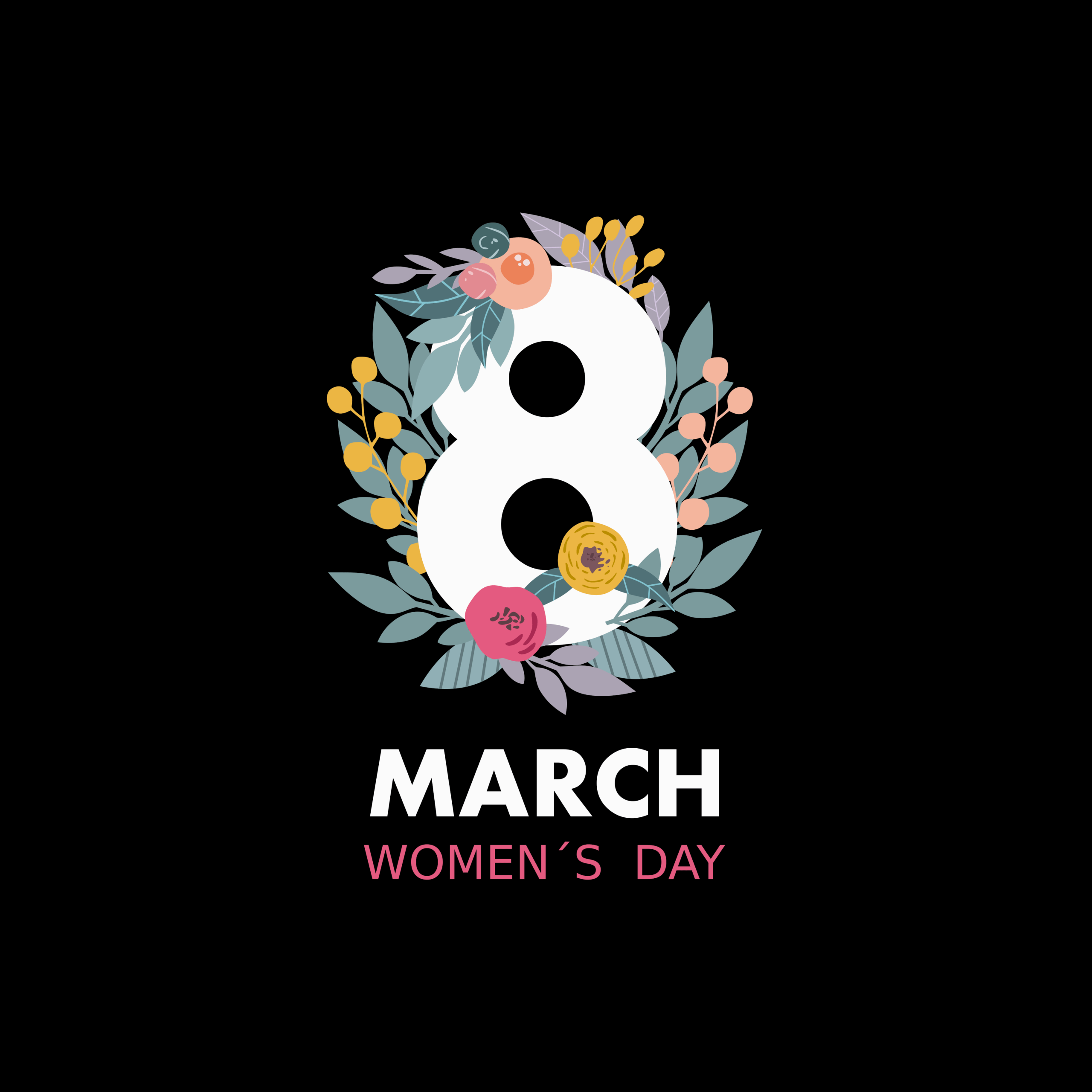 2560x2560 Women's Day Wallpaper 4K, March 8th, Black Dark