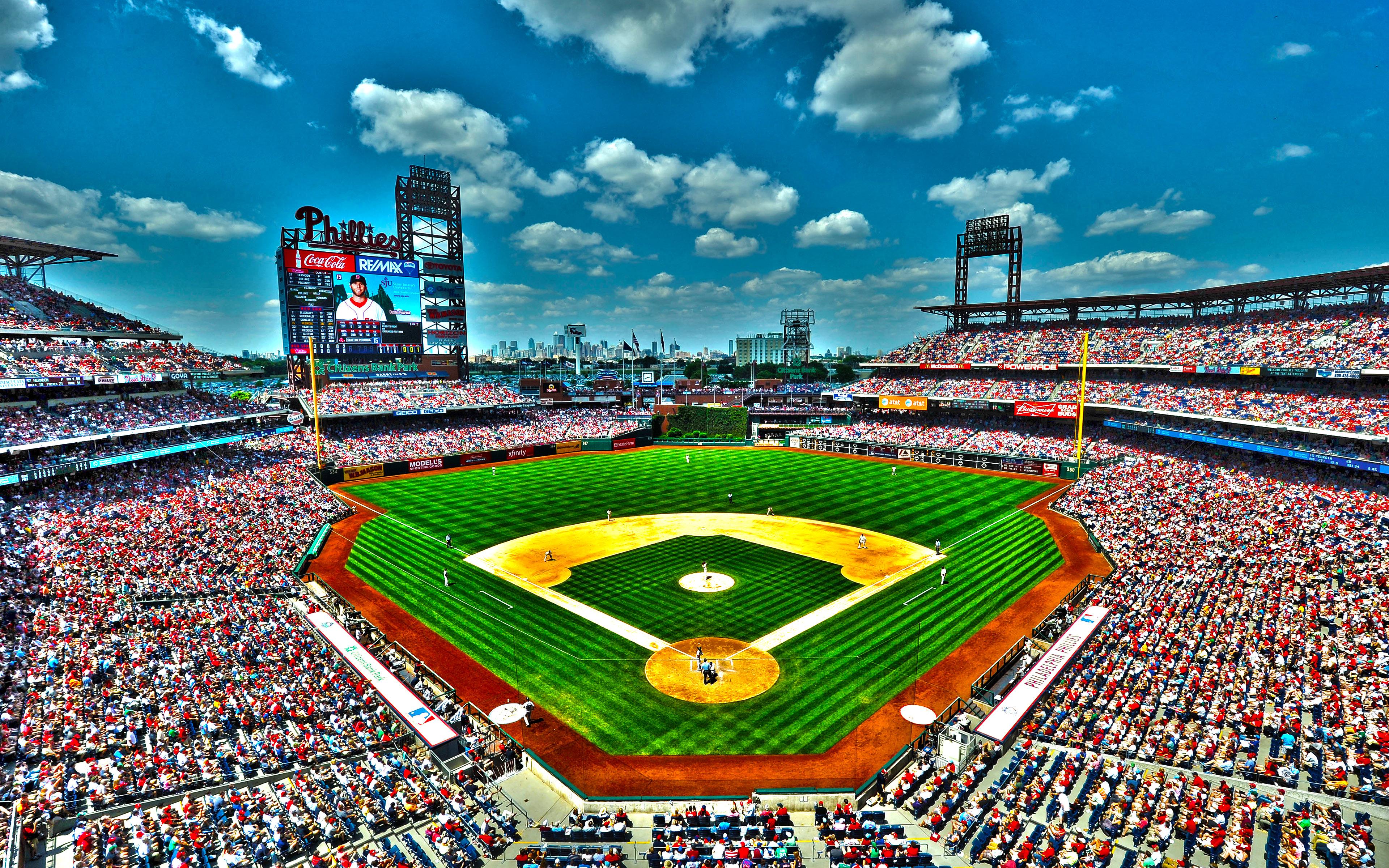 3840x2400 Download wallpaper Citizens Bank Park, baseball stadium, USA, Philadelphia, Philadelphia Phillies, MLB, Major League Baseball for desktop with resolution 3840x2400. High Quality HD picture wallpaper