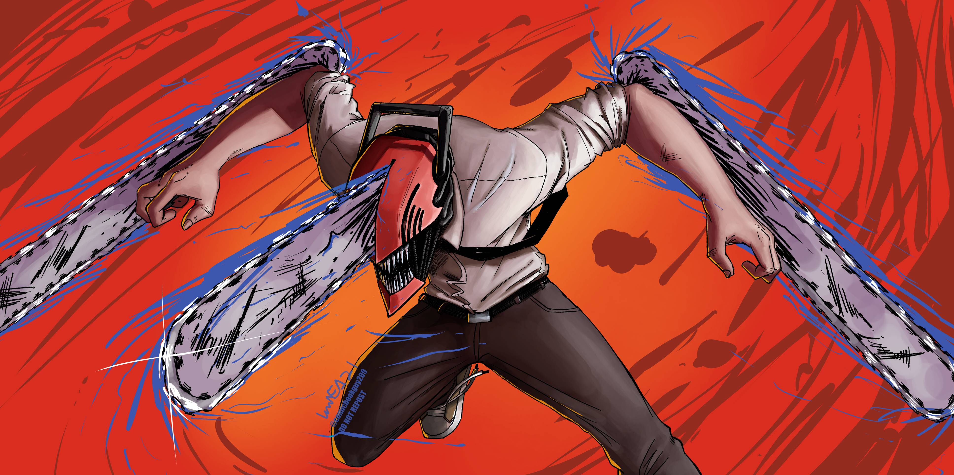 3872x1928 Anime Chainsaw Man Denji 4K Art Wallpaper, HD Anime 4K Wallpaper, Image and Background