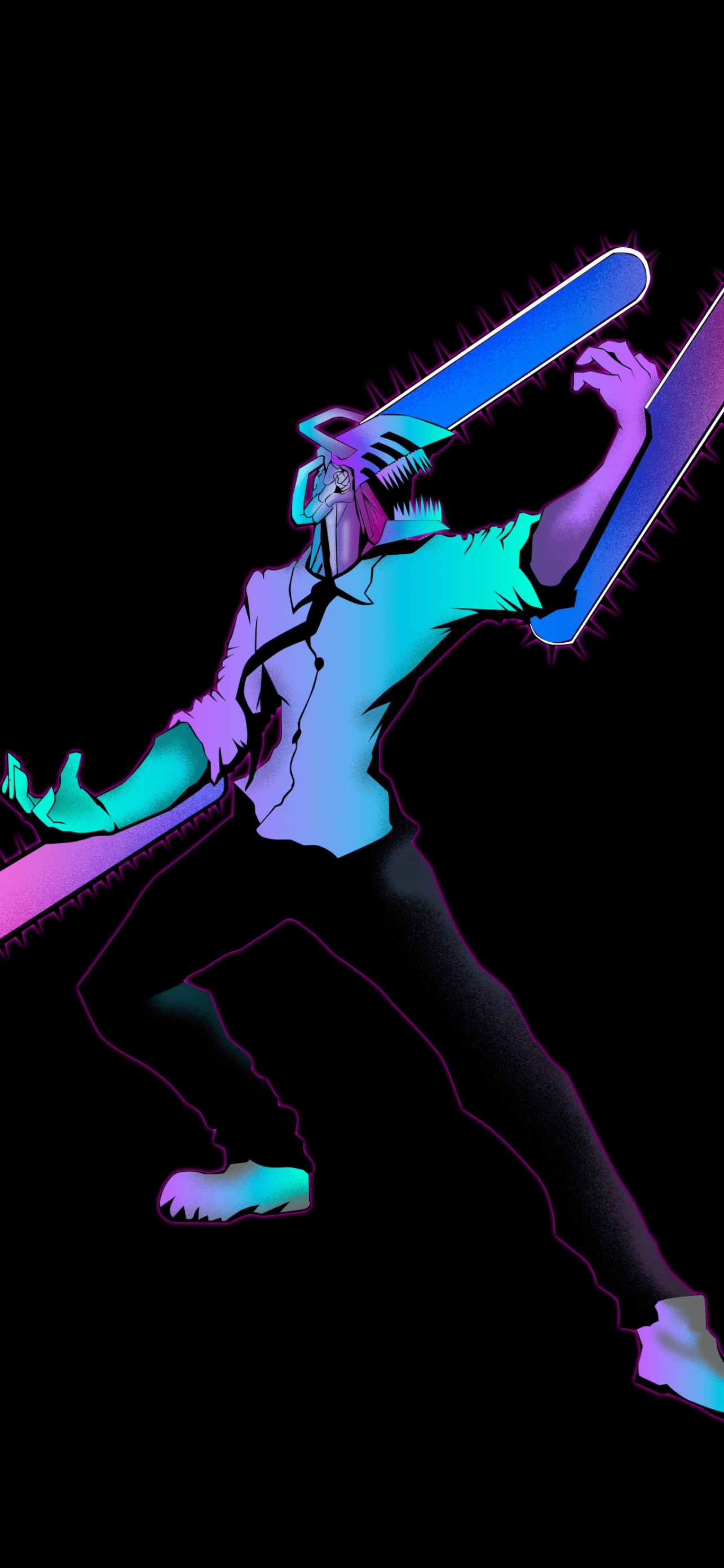 1284x2778 Chainsaw Man Wallpaper 4K, Neon art, Denji, Dark background