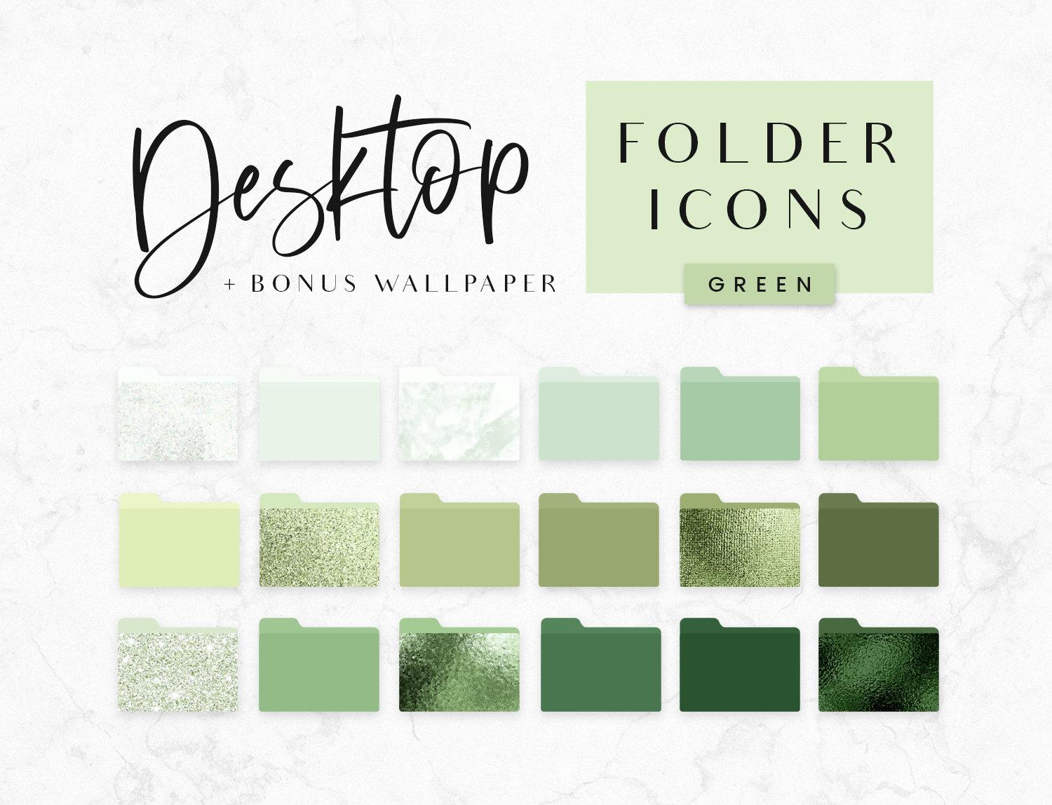 1500x1148 Desktop Folder Icon Green Aesthetic Mac Icon PC Icon