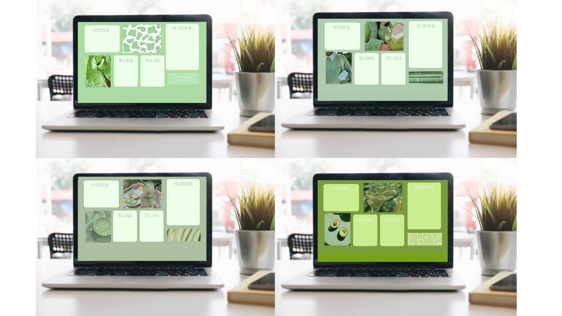 1920x1080 Green Aesthetic Desktop Wallpaper Organizer DIGITAL DOWNLOAD