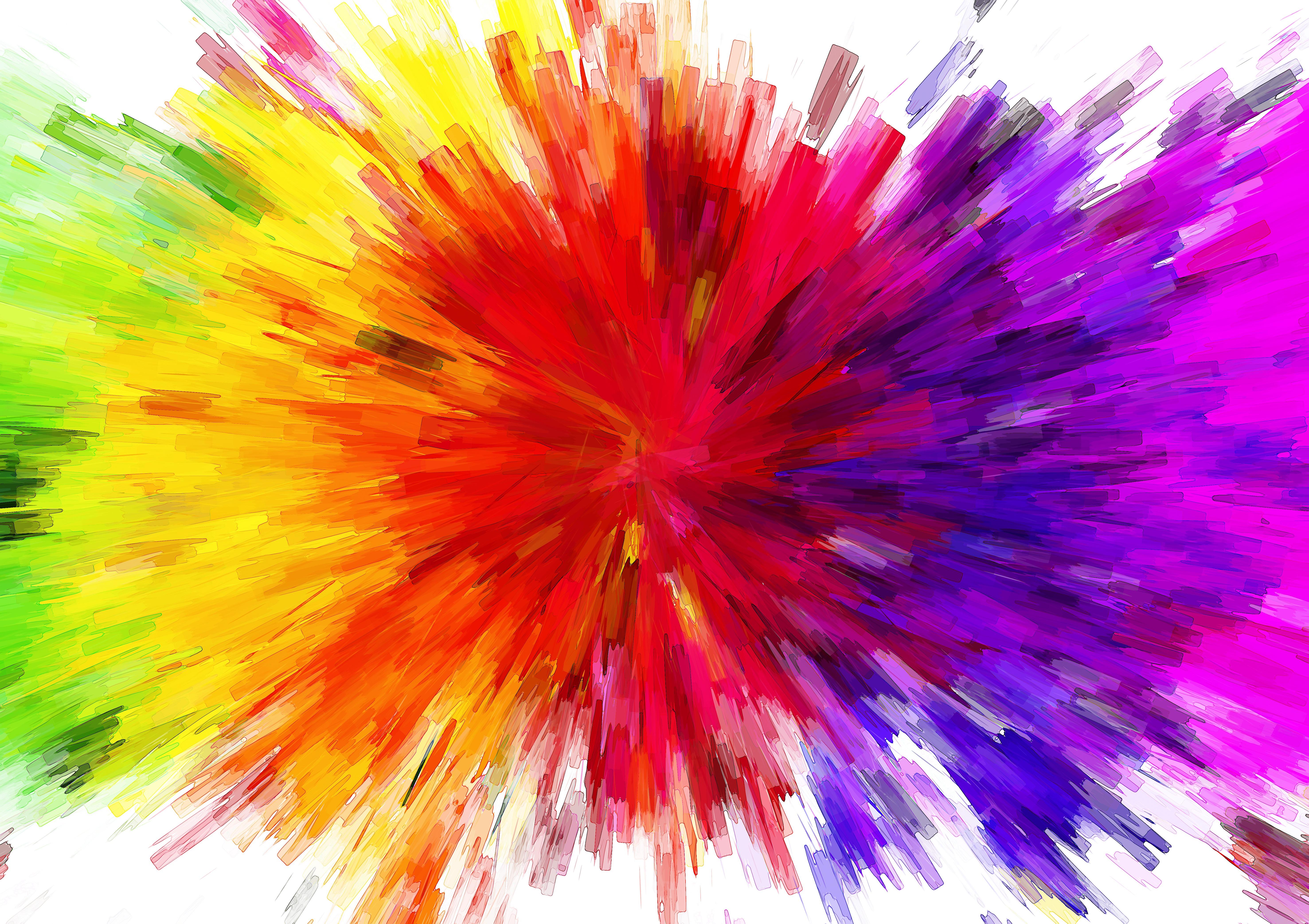 5906x4169 Colored paint splashes on a white background free image download