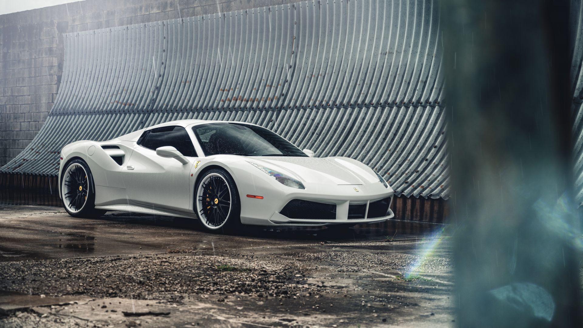 1920x1080 Desktop Wallpaper Ferrari White Sports Car, Side View, 5k, HD Image, Picture, Background, Ff74e2