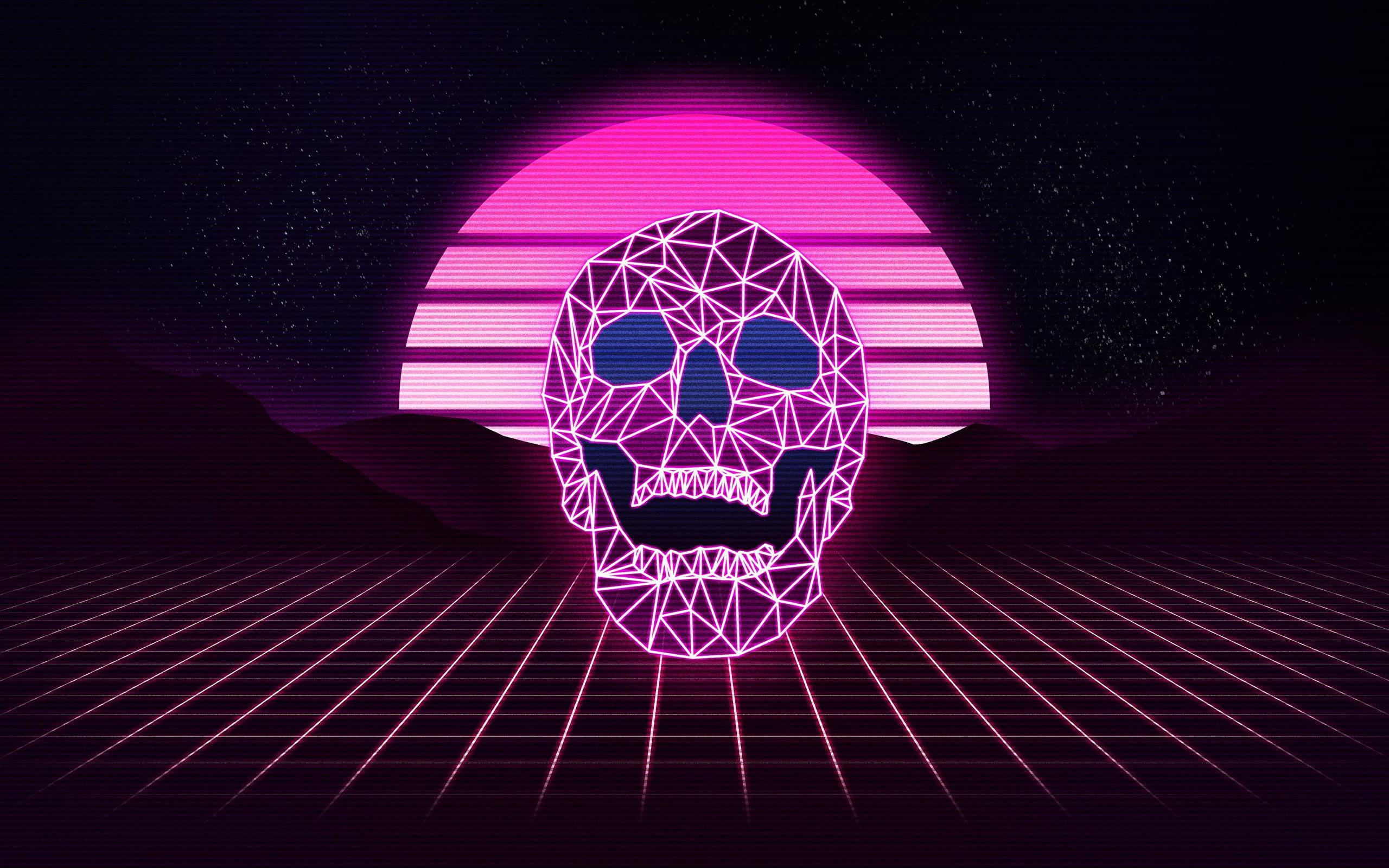 2560x1600 Music, Stars, Skull, Neon, Wallpaper, Synthpop, Darkwave, Retrowave
