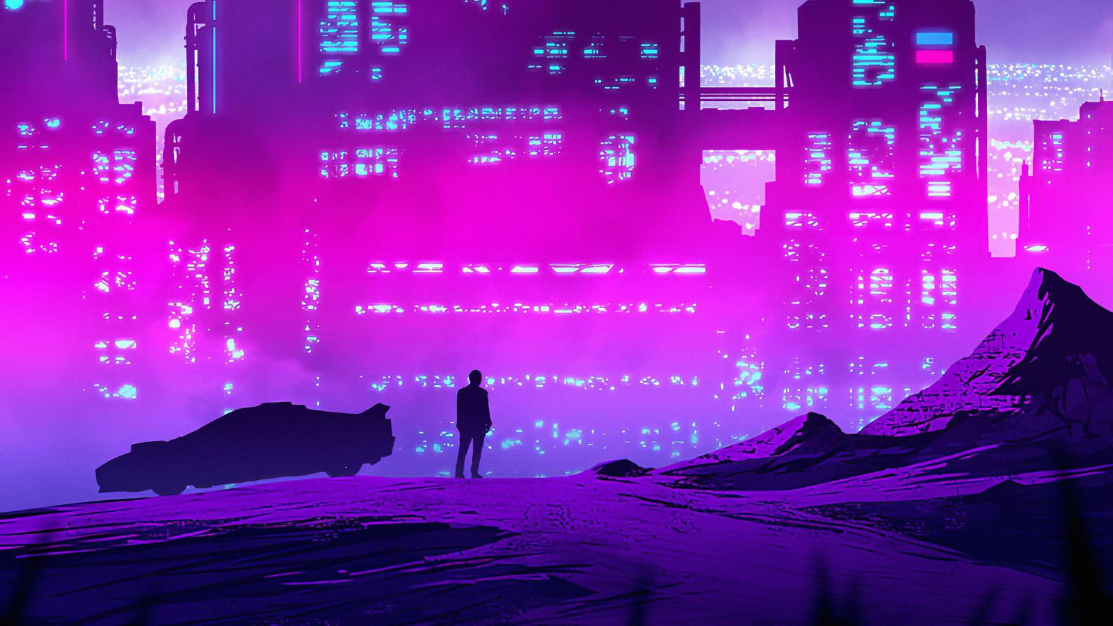 1600x900 Synthwave Purple City 1600x900 Resolution HD 4k Wallpaper, Image, Background, Photo and Picture