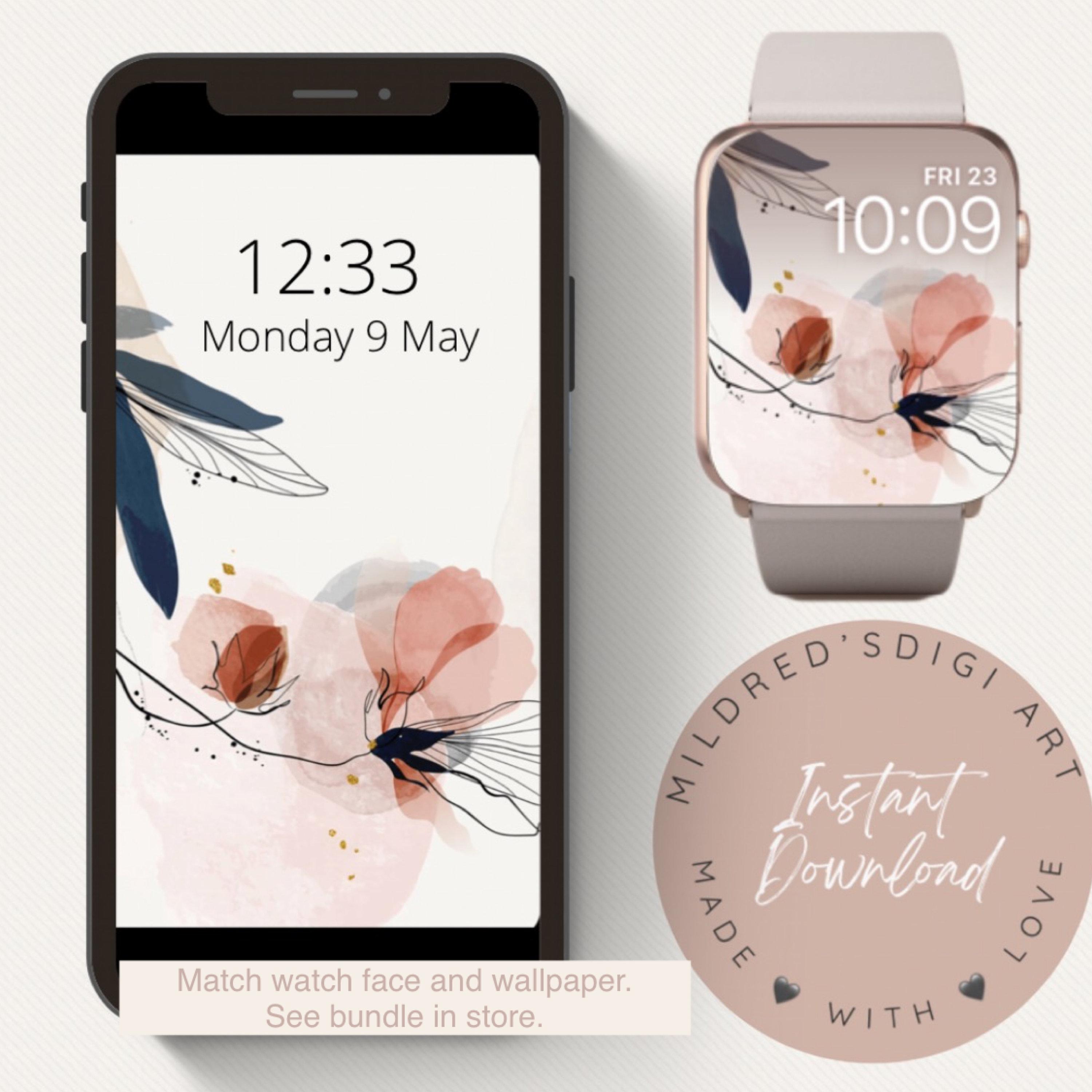 3000x3000 iPhone Screensaver and Watch Wallpaper Water Colour Flowers