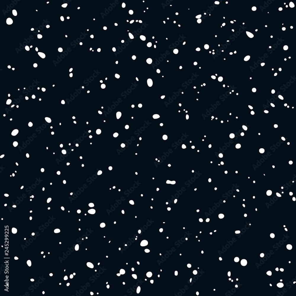 1000x1000 White Random Dots on Black Background. Vector Seamless Pattern. Grunge Polka Dot Print. Stock Vector
