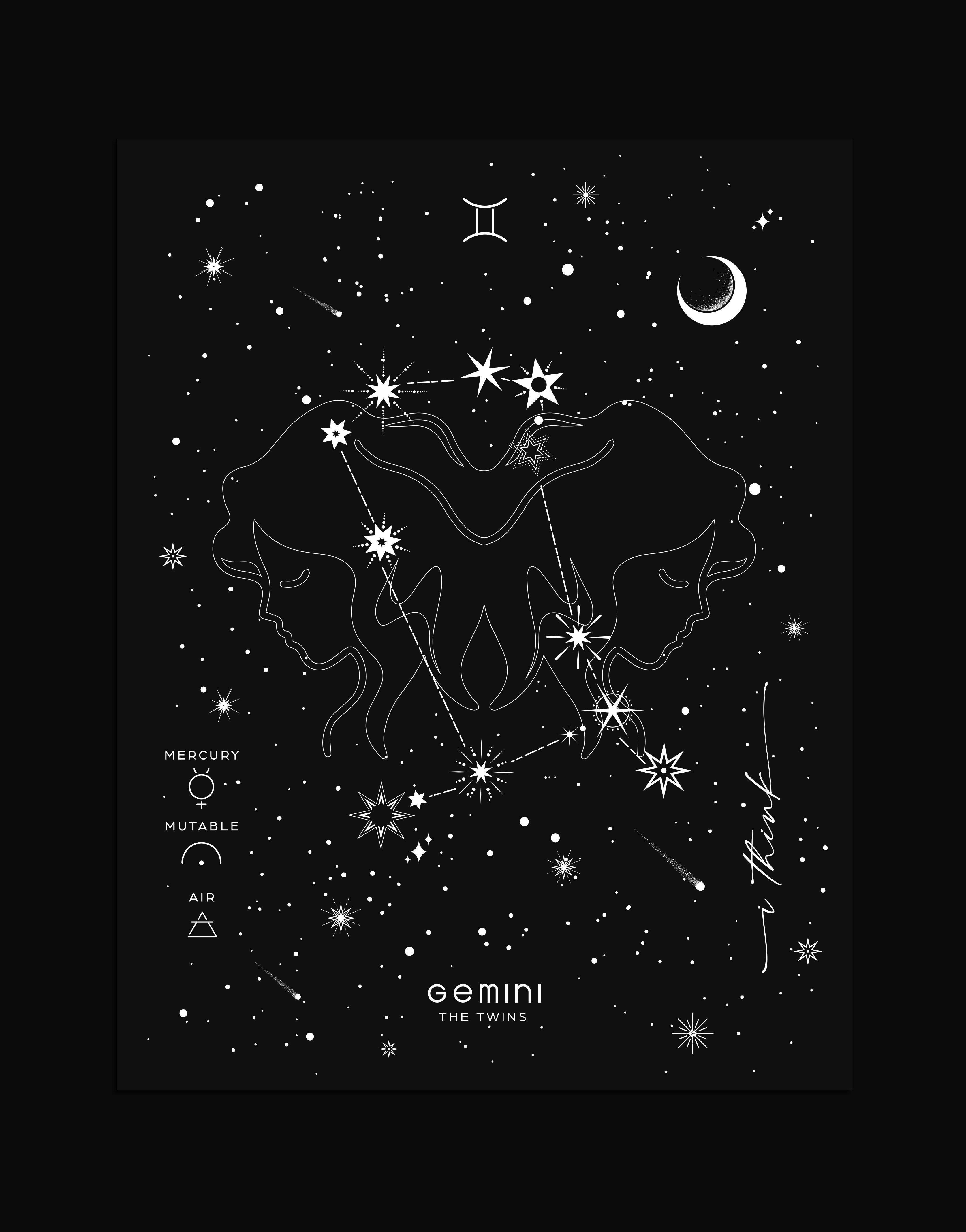 3350x4274 Gemini Zodiac Constellation Art Print