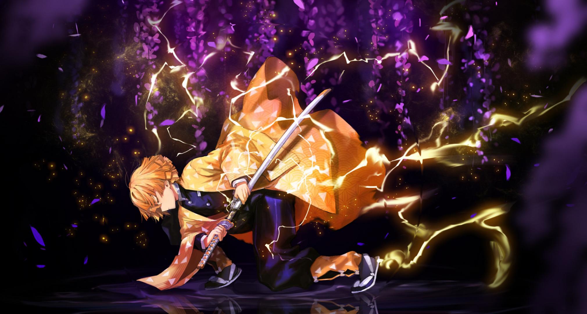 2020x1082 Zenitsu Agatsuma HD Wallpaper