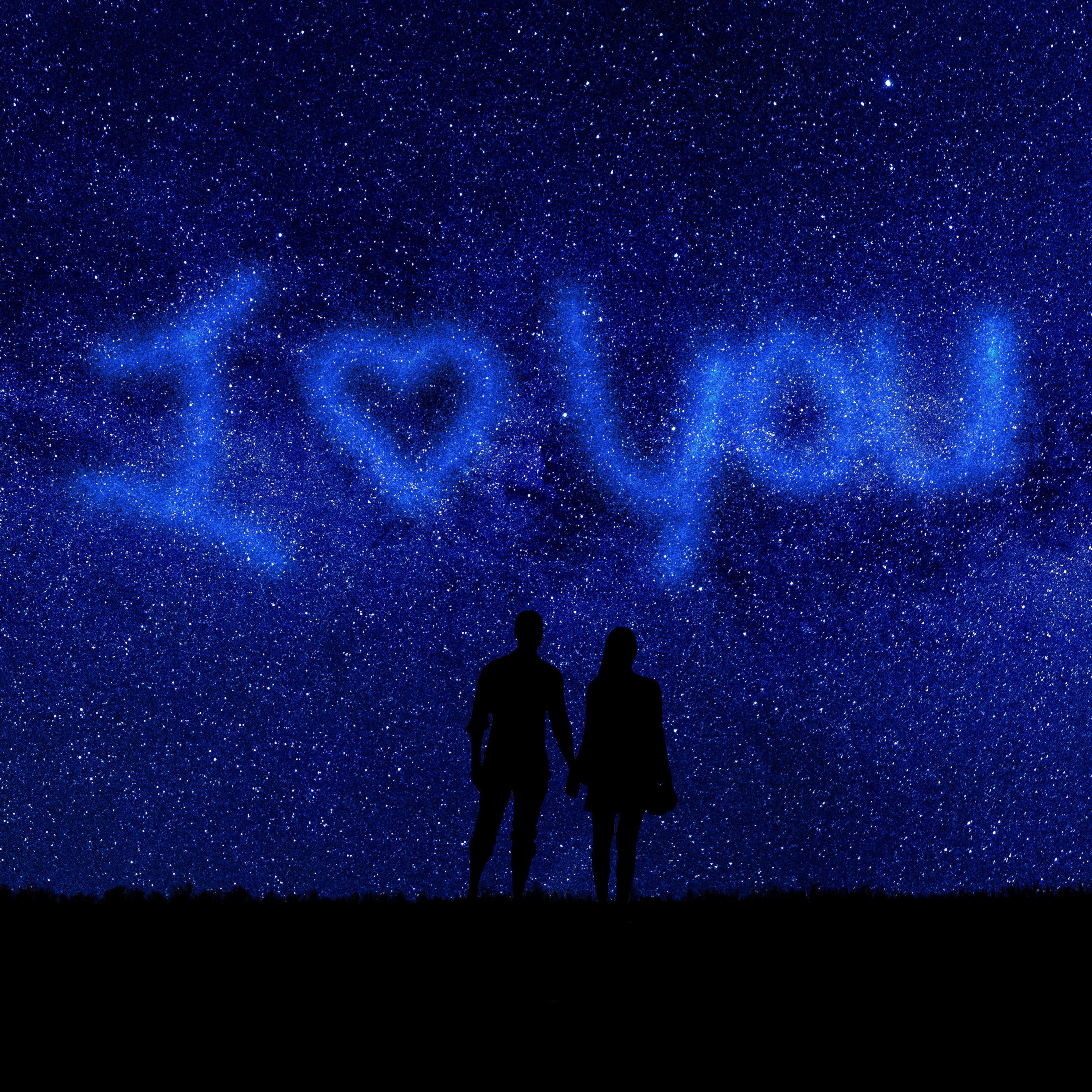2732x2732 I Love You Wallpaper 4K, Starry sky, Couple, Love