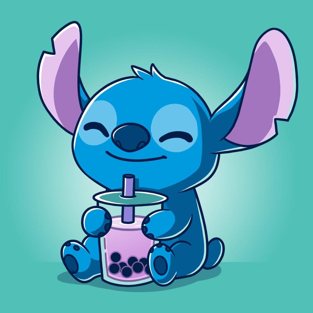 1000x1000 Stitch Drinking Boba Wallpaper