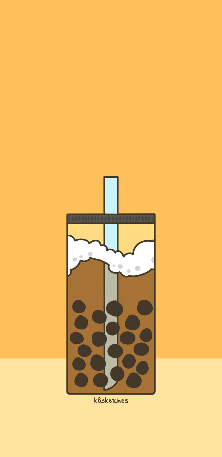 780x1603 Boba Milk Tea Phone Wallpaper Sketches's Ko Fi Shop