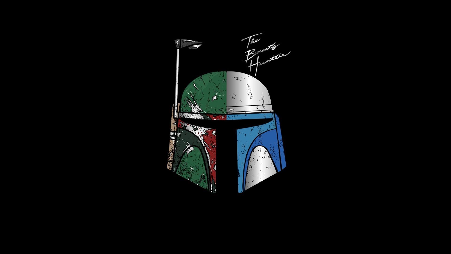 1920x1080 Wallpaper / minimalism, Boba Fett, helmet, artwork, Star Wars, Star Wars Villains, bounty hunter, simple background, black background free download